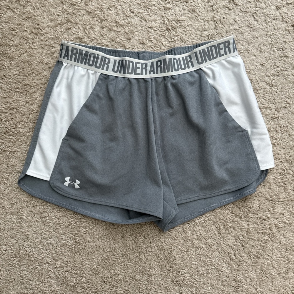 Under Armour Women's Athletic Shorts in Gray and White